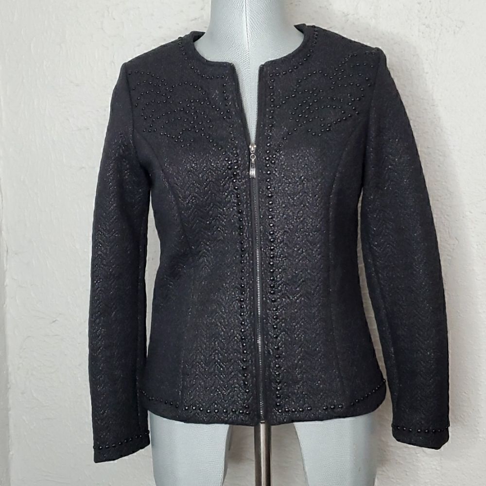 Juliette Longuet | Studded Metallic Sheen Jacket